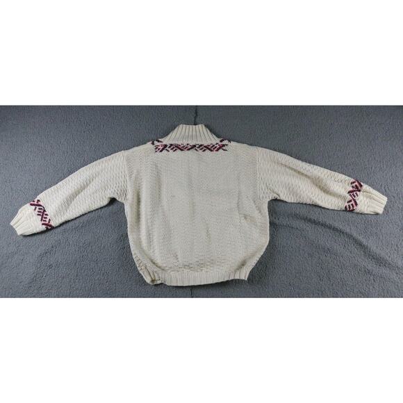 L.L.Bean Cropped Sweater Womens M White Funnel Neck Cable Knit Hong Kong Vintage - Picture 2 of 8